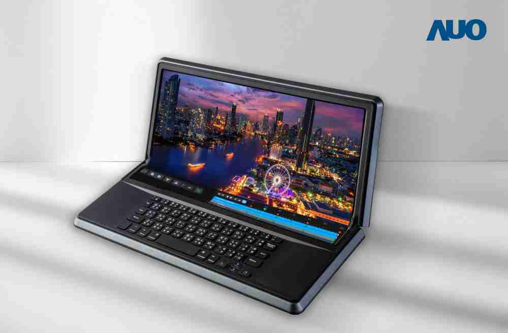 人生就是博14.6吋Micro LED折迭显示屏幕，，搭配半径4mm的弯折绞炼，，，，以及高画素、、、高亮度、、高对比度的显示技术特点，，，，即便在大视角下仍保有绝佳色相与亮度