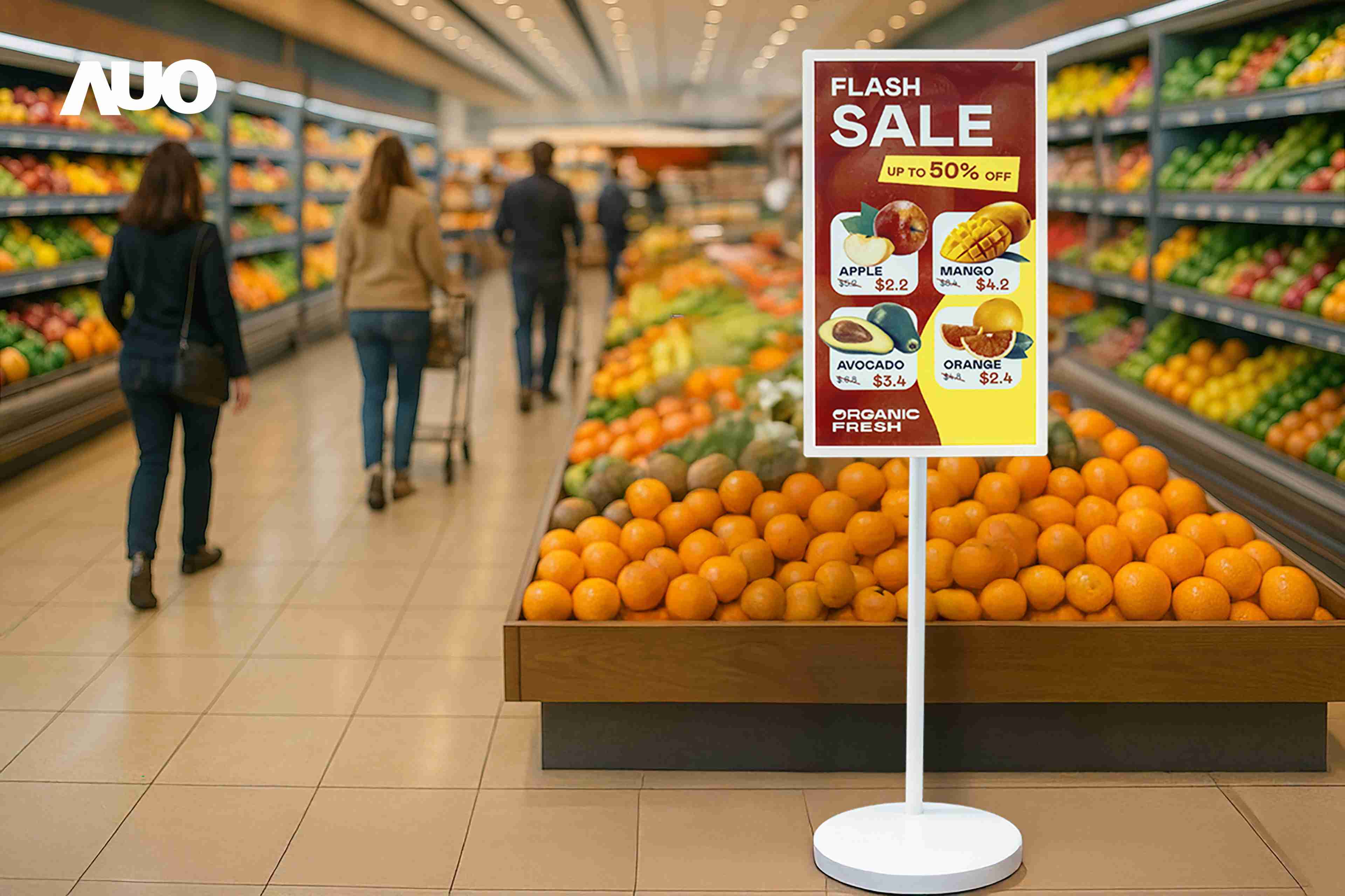 达擎首亮相低功耗、、、全彩的〝aecoPost电子纸解决方案〞，，，，仅在更新画面时需要微量的电力驱动，，，无需布建电线的便捷设计，，，，使其可灵活应用、、随意置放，，，并可透过云端或行动装置app，，轻松管理及排程广告内容，，，晋升店头营销利器。。。