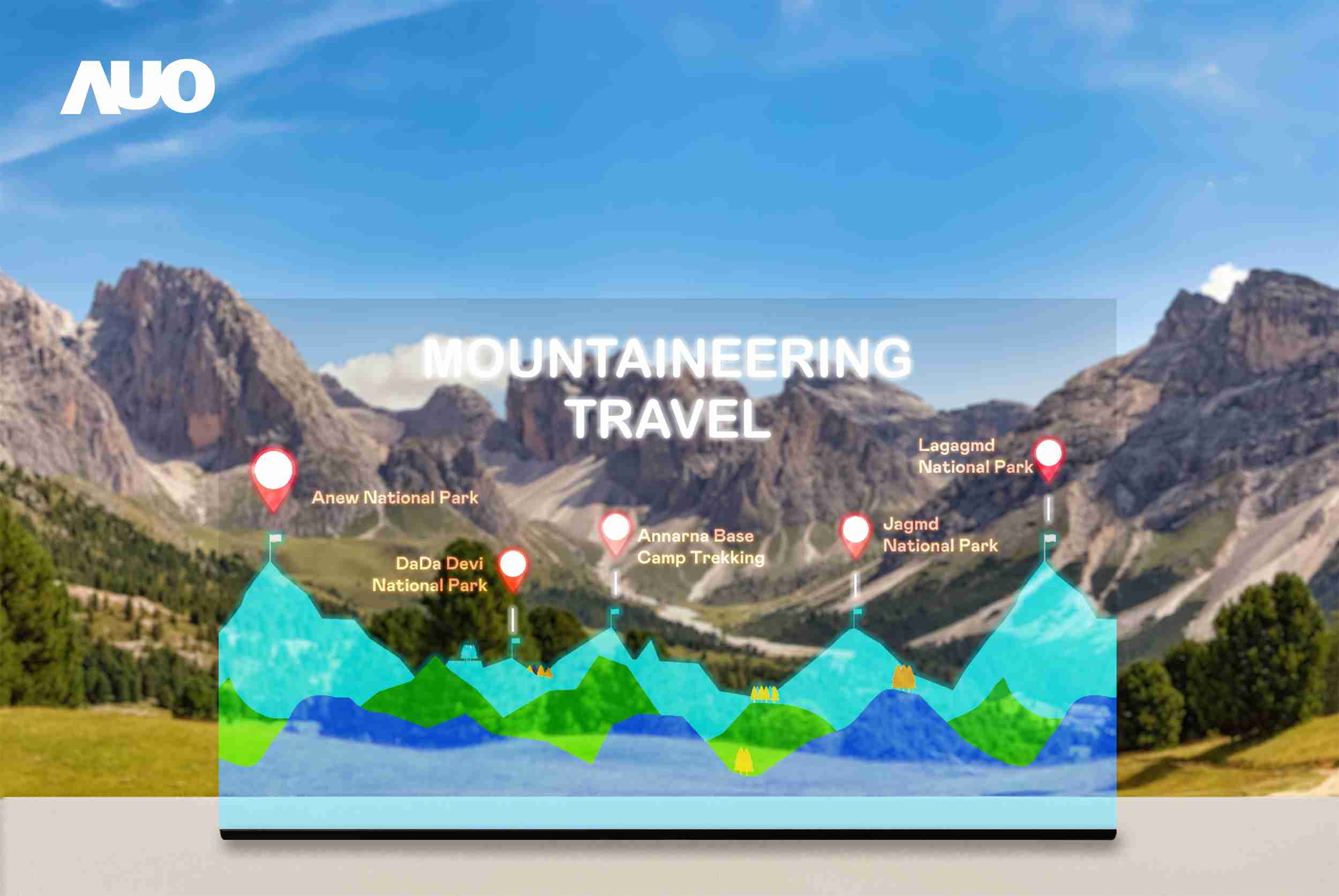 人生就是博展示全球单片尺寸最大(*)42吋透明Micro LED显示器拼接而成的〝64吋透明Micro LED显示器〞，，具备高透明度、、、1,000 nits高亮度、、、、广色域、、、、采用三边无边框的无缝拼接等多重特色，，，呈现超高清、、细腻画质而不遮挡后方视觉，，，满足层峰需求，，，，可广泛运用于零售、、、艺术展览或商业空间等场域